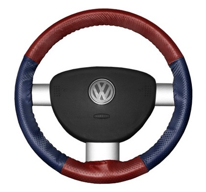 Wheelskins Steering Wheel Cover - EuroPerf, Perforated All Around (Red Top / Blue Sides)