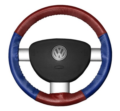 Wheelskins Steering Wheel Cover - EuroPerf, Perforated All Around (Red Top / Cobalt Sides)