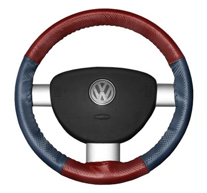 Wheelskins Steering Wheel Cover - EuroPerf, Perforated All Around (Red Top / Sea Blue Sides)