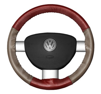 Wheelskins Steering Wheel Cover - EuroPerf, Perforated All Around (Red Top / Sand Sides)