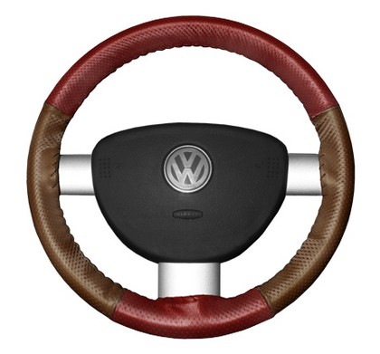 Wheelskins Steering Wheel Cover - EuroPerf, Perforated All Around (Red Top / Tan Sides)