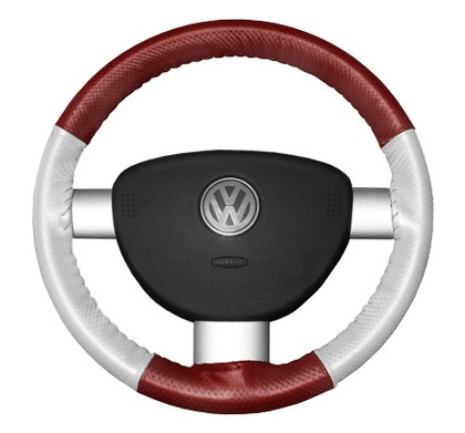 Wheelskins Steering Wheel Cover - EuroPerf, Perforated All Around (Red Top / White Sides)