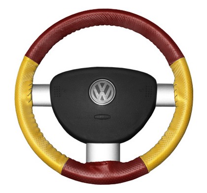 Wheelskins Steering Wheel Cover - EuroPerf, Perforated All Around (Red Top / Yellow Sides)