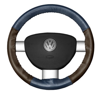 Wheelskins Steering Wheel Cover - EuroPerf, Perforated All Around (Sea Blue Top / Brown Sides)