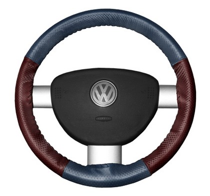 Wheelskins Steering Wheel Cover - EuroPerf, Perforated All Around (Sea Blue Top / Burgundy Sides)