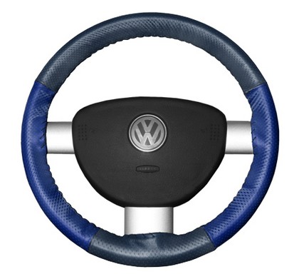 Wheelskins Steering Wheel Cover - EuroPerf, Perforated All Around (Sea Blue Top / Cobalt Sides)