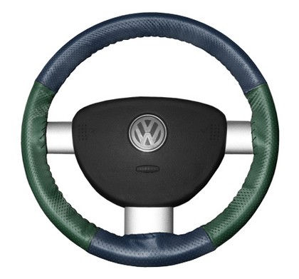 Wheelskins Steering Wheel Cover - EuroPerf, Perforated All Around (Sea Blue Top / Green Sides)