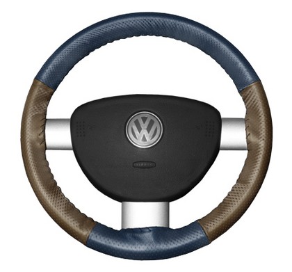 Wheelskins Steering Wheel Cover - EuroPerf, Perforated All Around (Sea Blue Top / Oak Sides)