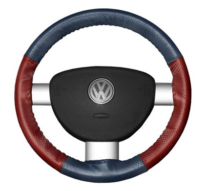 Wheelskins Steering Wheel Cover - EuroPerf, Perforated All Around (Sea Blue Top / Red Sides)