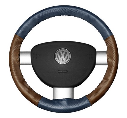 Wheelskins Steering Wheel Cover - EuroPerf, Perforated All Around (Sea Blue Top / Tan Sides)