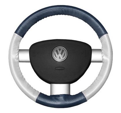 Wheelskins Steering Wheel Cover - EuroPerf, Perforated All Around (Sea Blue Top / White Sides)