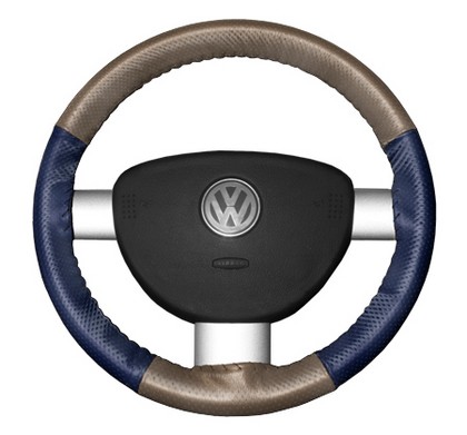 Wheelskins Steering Wheel Cover - EuroPerf, Perforated All Around (Sand Top / Blue Sides)