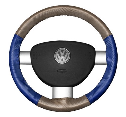 Wheelskins Steering Wheel Cover - EuroPerf, Perforated All Around (Sand Top / Cobalt Sides)