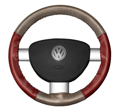 Wheelskins Steering Wheel Cover - EuroPerf, Perforated All Around (Sand Top / Red Sides)