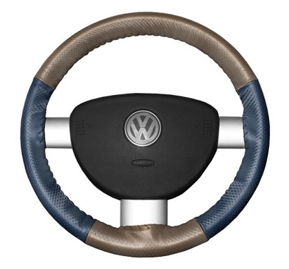 Wheelskins Steering Wheel Cover - EuroPerf, Perforated All Around (Sand Top / Sea Blue Sides)