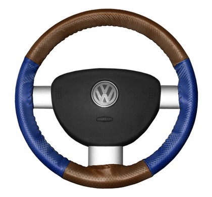 Wheelskins Steering Wheel Cover - EuroPerf, Perforated All Around (Tan Top / Cobalt Sides)