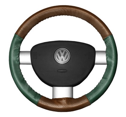 Wheelskins Steering Wheel Cover - EuroPerf, Perforated All Around (Tan Top / Green Sides)