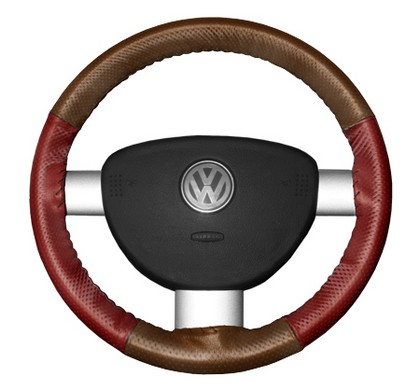 Wheelskins Steering Wheel Cover - EuroPerf, Perforated All Around (Tan Top / Red Sides)