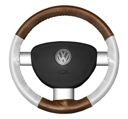 Wheelskins Steering Wheel Cover - EuroPerf, Perforated All Around (Tan Top / White Sides)