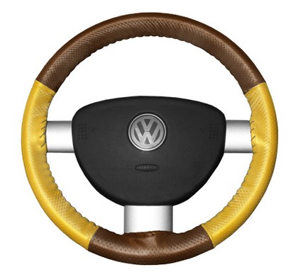 Wheelskins Steering Wheel Cover - EuroPerf, Perforated All Around (Tan Top / Yellow Sides)