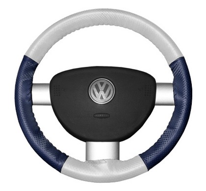 Wheelskins Steering Wheel Cover - EuroPerf, Perforated All Around (White Top / Blue Sides)