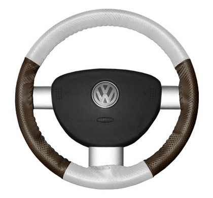 Wheelskins Steering Wheel Cover - EuroPerf, Perforated All Around (White Top / Brown Sides)