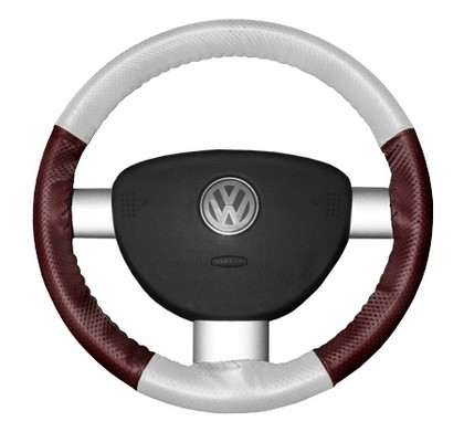 Wheelskins Steering Wheel Cover - EuroPerf, Perforated All Around (White Top / Burgundy Sides)