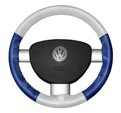 Wheelskins Steering Wheel Cover - EuroPerf, Perforated All Around (White Top / Cobalt Sides)