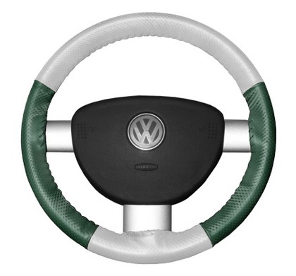 Wheelskins Steering Wheel Cover - EuroPerf, Perforated All Around (White Top / Green Sides)