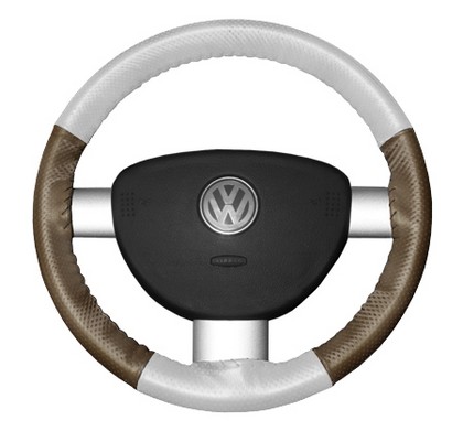 Wheelskins Steering Wheel Cover - EuroPerf, Perforated All Around (White Top / Oak Sides)