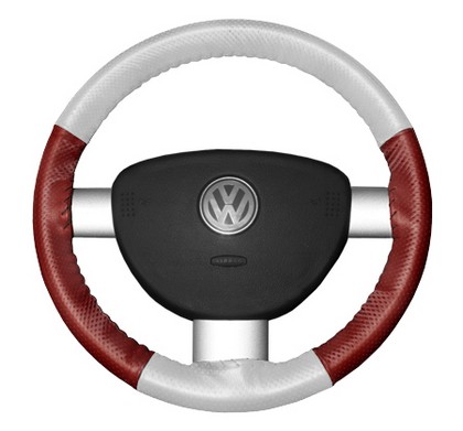 Wheelskins Steering Wheel Cover - EuroPerf, Perforated All Around (White Top / Red Sides)