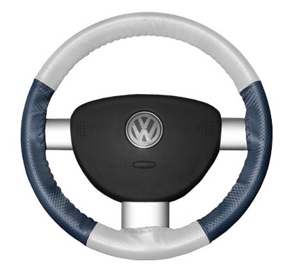 Wheelskins Steering Wheel Cover - EuroPerf, Perforated All Around (White Top / Sea Blue Sides)