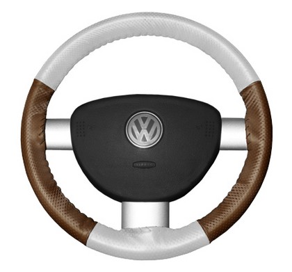 Wheelskins Steering Wheel Cover - EuroPerf, Perforated All Around (White Top / Tan Sides)