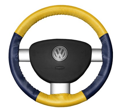 Wheelskins Steering Wheel Cover - EuroPerf, Perforated All Around (Yellow Top / Blue Sides)