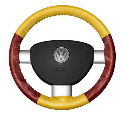 Wheelskins Steering Wheel Cover - EuroPerf, Perforated All Around (Yellow Top / Red Sides)