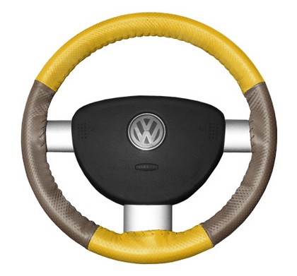 Wheelskins Steering Wheel Cover - EuroPerf, Perforated All Around (Yellow Top / Sand Sides)