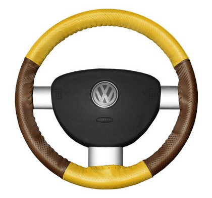 Wheelskins Steering Wheel Cover - EuroPerf, Perforated All Around (Yellow Top / Tan Sides)