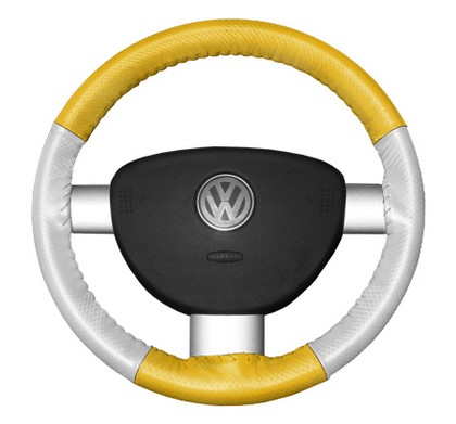 Wheelskins Steering Wheel Cover - EuroPerf, Perforated All Around (Yellow Top / White Sides)