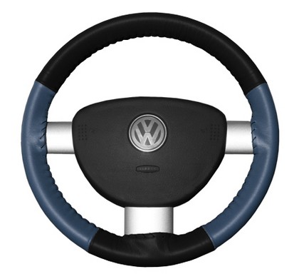 Wheelskins Steering Wheel Cover - Eurotone (Black Top / Sea Blue Sides)