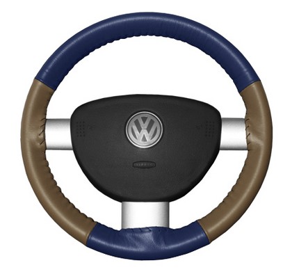 Wheelskins Steering Wheel Cover - Eurotone (Blue Top / Oak Sides)