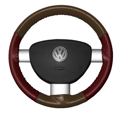 Wheelskins Steering Wheel Cover - Eurotone (Brown Top / Burgundy Sides)