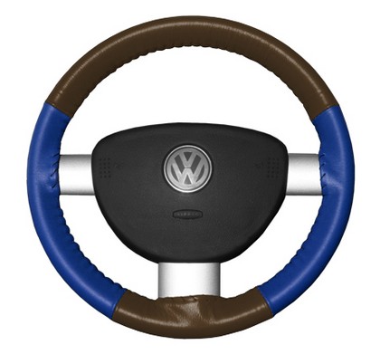 Wheelskins Steering Wheel Cover - Eurotone (Brown Top / Cobalt Sides)