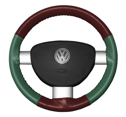 Wheelskins Steering Wheel Cover - Eurotone (Burgundy Top / Green Sides)