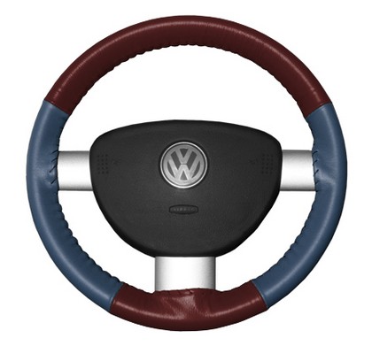 Wheelskins Steering Wheel Cover - Eurotone (Burgundy Top / Sea Blue Sides)