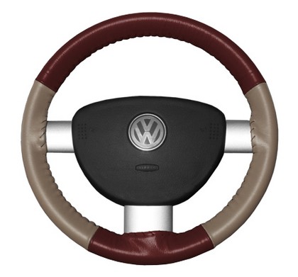 Wheelskins Steering Wheel Cover - Eurotone (Burgundy Top / Sand Sides)