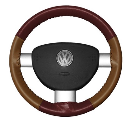 Wheelskins Steering Wheel Cover - Eurotone (Burgundy Top / Tan Sides)