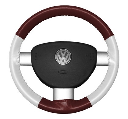 Wheelskins Steering Wheel Cover - Eurotone (Burgundy Top / White Sides)