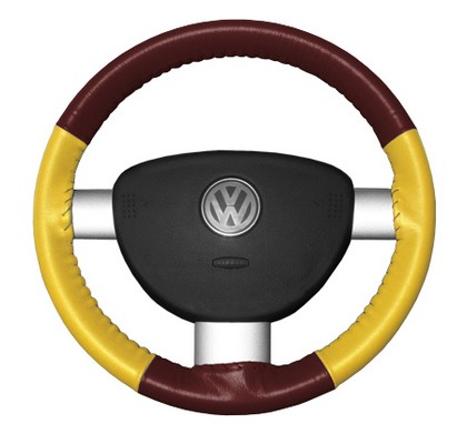 Wheelskins Steering Wheel Cover - Eurotone (Burgundy Top / Yellow Sides)