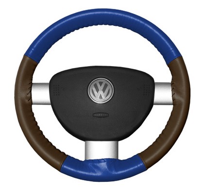 Wheelskins Steering Wheel Cover - Eurotone (Cobalt Top / Brown Sides)