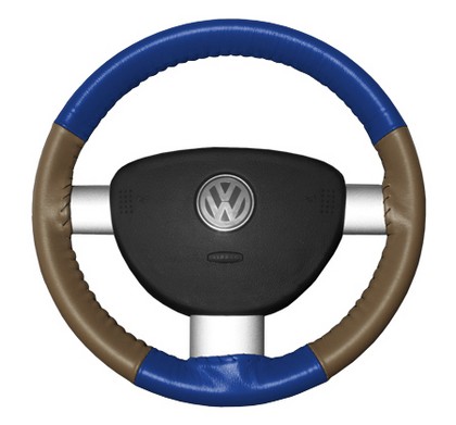 Wheelskins Steering Wheel Cover - Eurotone (Cobalt Top / Oak Sides)